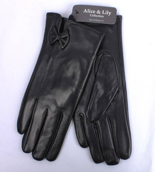 Shackelford fleece lined genuine leather black glove with bow  S/M,L/XL. STYLE:S/LL5064BLK